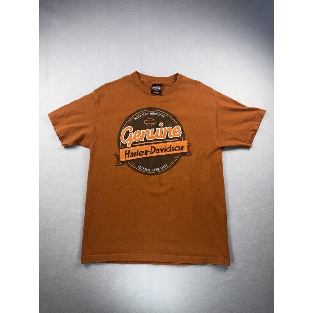 Harley Davidson Burnt Orange Graphic T-Shirt Size Large